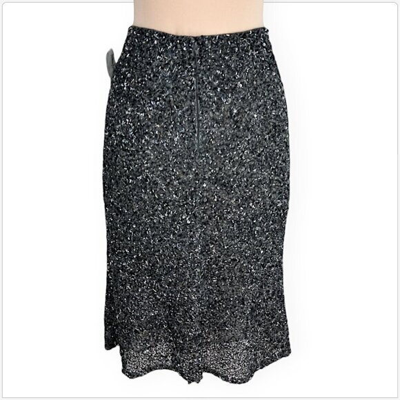 Badgley Mischka Couture Charcoal Gray Heavily Beaded Sequin Evening Skirt NWT 4 - Picture 4 of 5